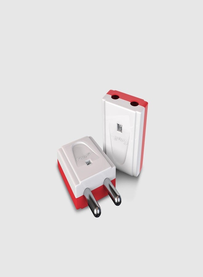 Fybros Melon 2 Pin Male Female Adapter Plug Top - White-Red (Pack of 5) Made in India - Image 3